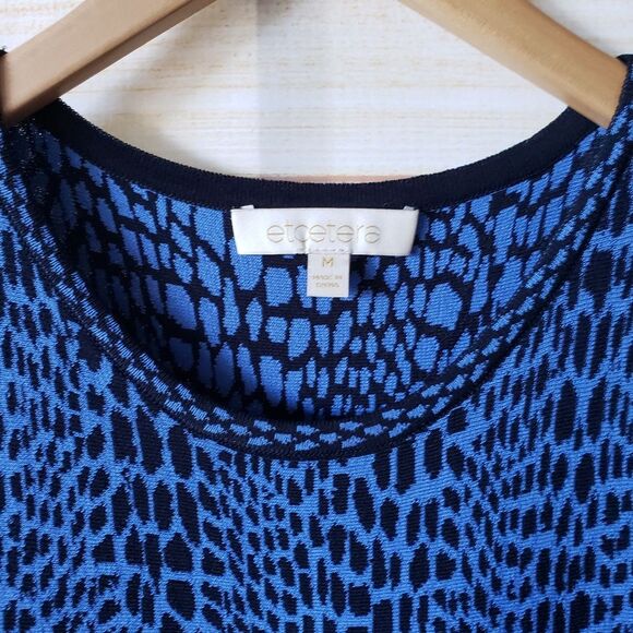 Etcetera Fit and Flare Knit Sleeveless Dress Blue Black Women's Size Medium - Picture 4 of 8